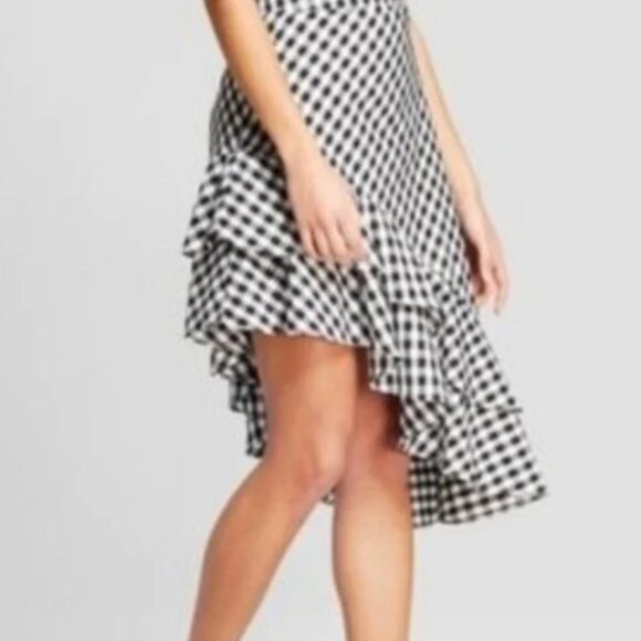A New Day Ruffle Asymmetrical Black and White Gingham Skirt NWT size 24! - Picture 3 of 4